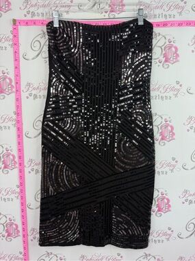 Dress sequins sparkly Strapless Black Sequin Sheath Dress